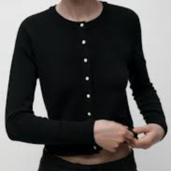 Zara Black Button-Up Long Sleeve Blouse Size S - Picture 1 of 6